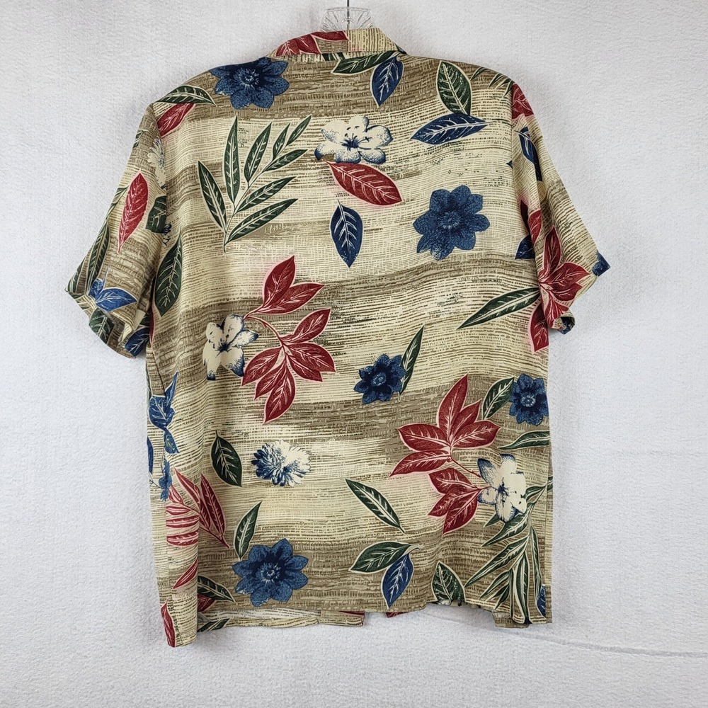 Alfred Dunner Vintage 90s Tropical Floral Button Down Blouse Tan Blue Red Sz 12 - Picture 3 of 6